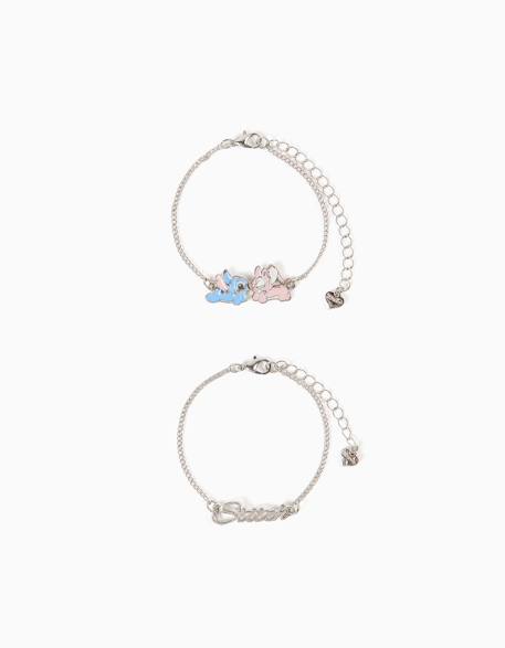 Lot de 2 bracelets avec pendentifs stitch et angel Gris 1 - vertbaudet enfant 