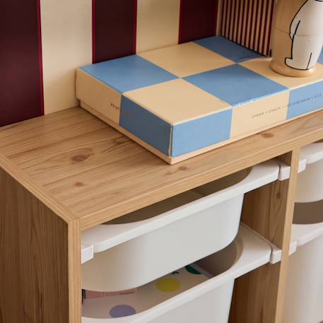 Meuble de rangement pour enfant décor bois 6 bacs en plastique - sora Blanc+Naturel 12 - vertbaudet enfant 