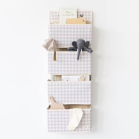 Rangement mural en tissu recyclé Beige+Blanc 4 - vertbaudet enfant 