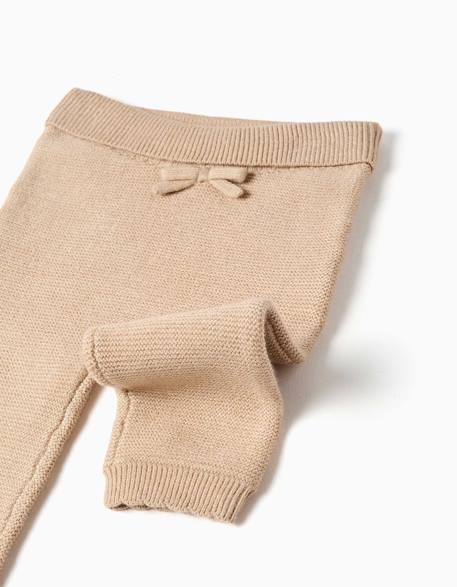 Pantalon en maille avec nœud décoratif Beige clair+Rose 3 - vertbaudet enfant 