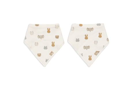 Lot de 2 bavoirs bandana - jollies Blanc imprimé animaux 2 - vertbaudet enfant 