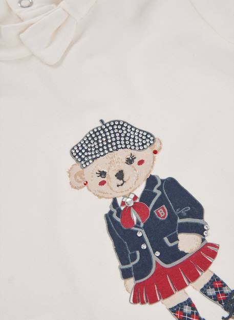 T-shirt fille en maille imprimé ourson Blanc 3 - vertbaudet enfant 