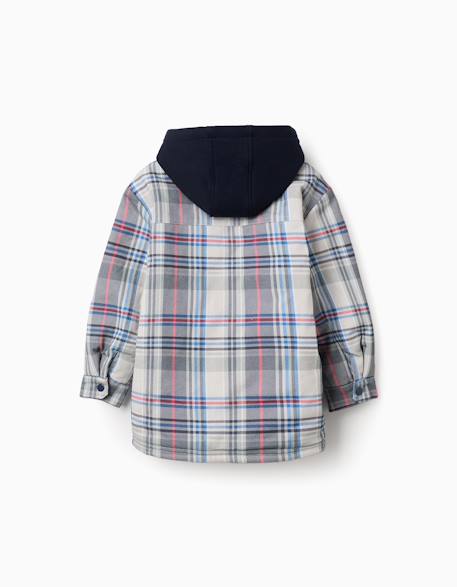Surchemise à carreaux à capuche avec doublure sherpa Bleu 3 - vertbaudet enfant 