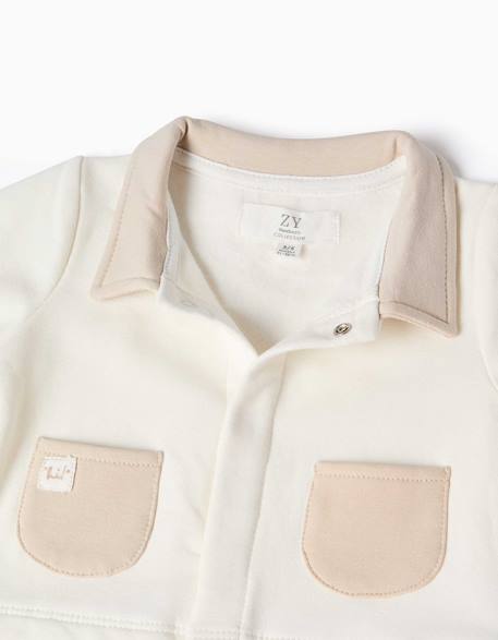 Combinaison avec intérieur en coton peigné Blanc 3 - vertbaudet enfant 