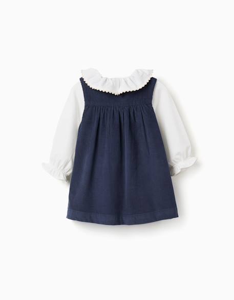 Ensemble body et robe en velours côtelé Bleu foncé 2 - vertbaudet enfant 