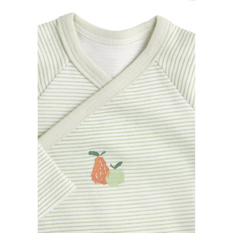 Bodies bébé manches longues en coton lot de 3 - botanica Vert/blanc 4 - vertbaudet enfant 
