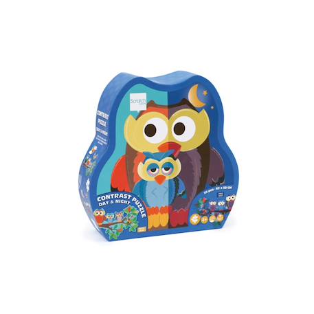 Puzzle 2 faces - hibou jour-nuit 39 pièces Multicolor 1 - vertbaudet enfant 