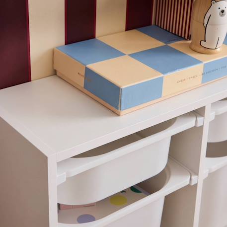 Meuble de rangement pour enfant décor bois 6 bacs en plastique - sora Blanc+Naturel 6 - vertbaudet enfant 