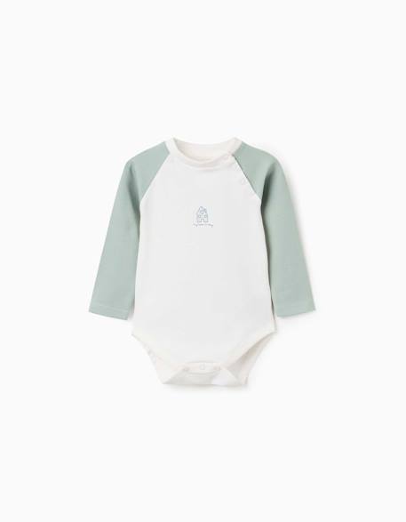 Body à manches longues avec imprimé maison Blanc 1 - vertbaudet enfant 