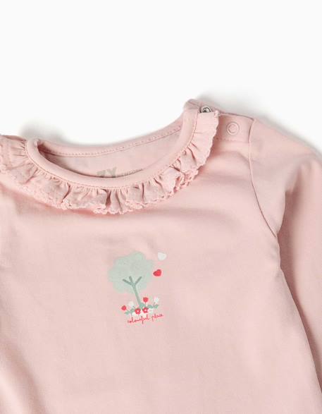 Body à manches longues avec imprimé et volants Rose 3 - vertbaudet enfant 