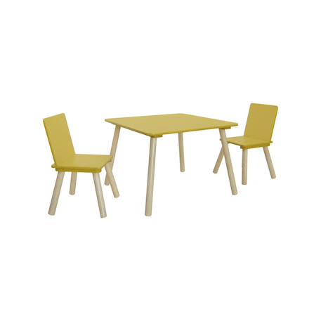Table carrée enfant bois de pin 2 assises - judith Blanc+Jaune+Rose+Terracotta+Vert+Vert olive 8 - vertbaudet enfant 