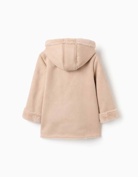 Manteau en suédine à capuche et doublure en peluche douce synthétique Beige clair 2 - vertbaudet enfant 