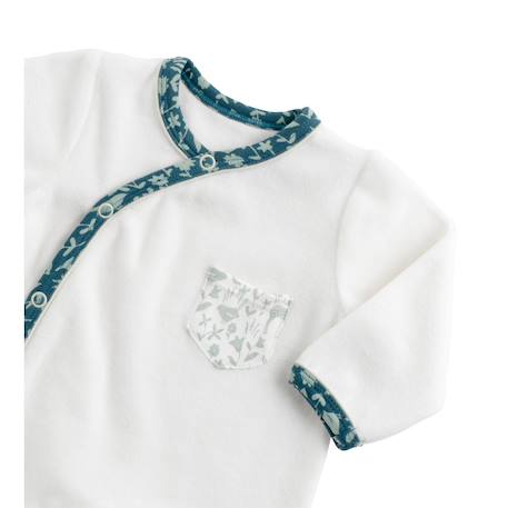 Pyjama bébé à manches longues en velours - promenons nous Blanc/bleu+Blanc/jaune 2 - vertbaudet enfant 