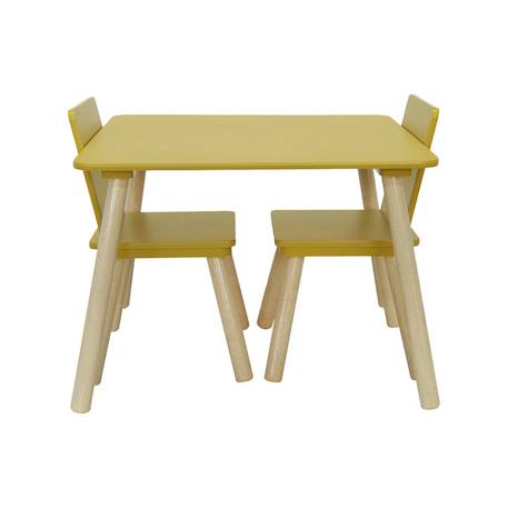 Table carrée enfant bois de pin 2 assises - judith Blanc+Jaune+Rose+Terracotta+Vert+Vert olive 12 - vertbaudet enfant 