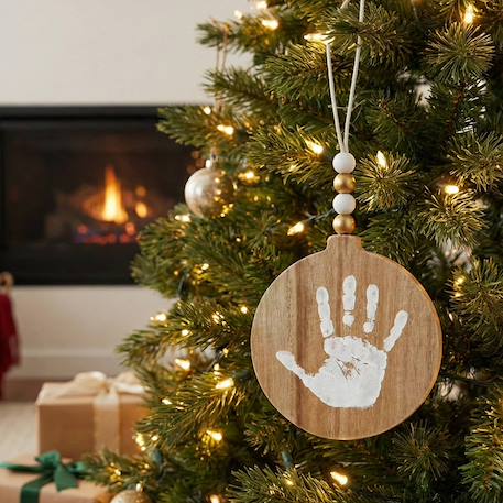 Boule de noël empreinte bois Beige 2 - vertbaudet enfant 