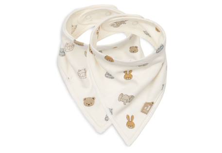Lot de 2 bavoirs bandana - jollies Blanc imprimé animaux 1 - vertbaudet enfant 