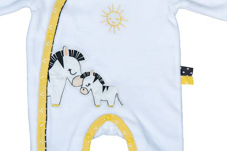 Pyjama bébé à manches longues en velours - pluche et pompon Blanc/gris+Blanc/jaune 5 - vertbaudet enfant 