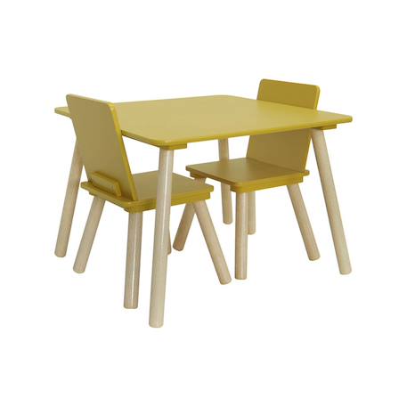 Table carrée enfant bois de pin 2 assises - judith Blanc+Jaune+Rose+Terracotta+Vert+Vert olive 10 - vertbaudet enfant 