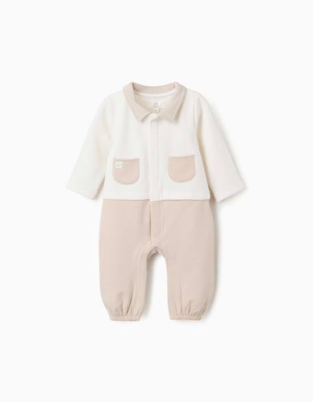 Combinaison avec intérieur en coton peigné Blanc 1 - vertbaudet enfant 