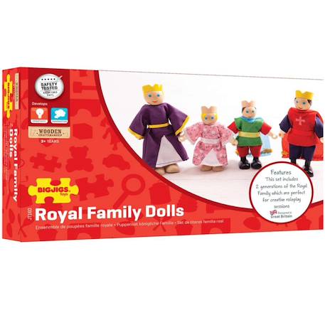Figurines en bois famille royale Rouge 3 - vertbaudet enfant 