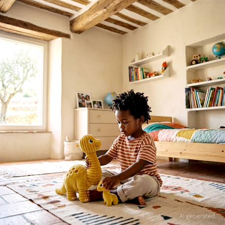 Peluche diplodocus maman et son bébé Jaune 2 - vertbaudet enfant 