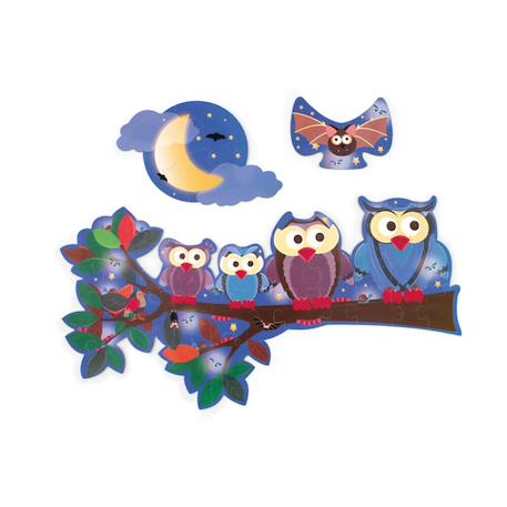 Puzzle 2 faces - hibou jour-nuit 39 pièces Multicolor 2 - vertbaudet enfant 