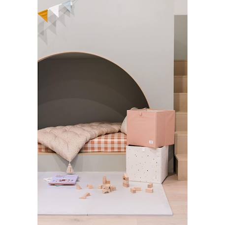 Cube de rangement en tissu recyclé Gris+Rose 8 - vertbaudet enfant 