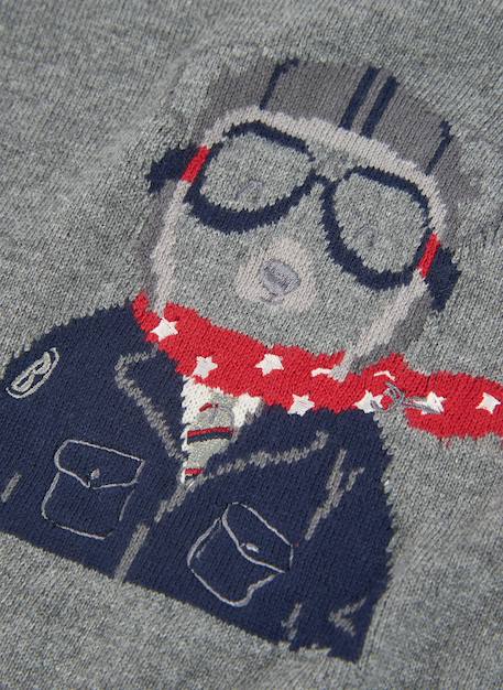 Pull garçon imprimé ours pilote Gris 3 - vertbaudet enfant 