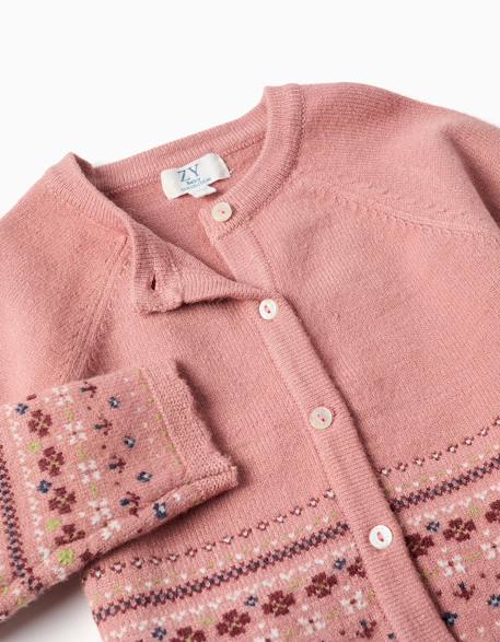 Gilet en maille avec motif jacquard Rose 3 - vertbaudet enfant 