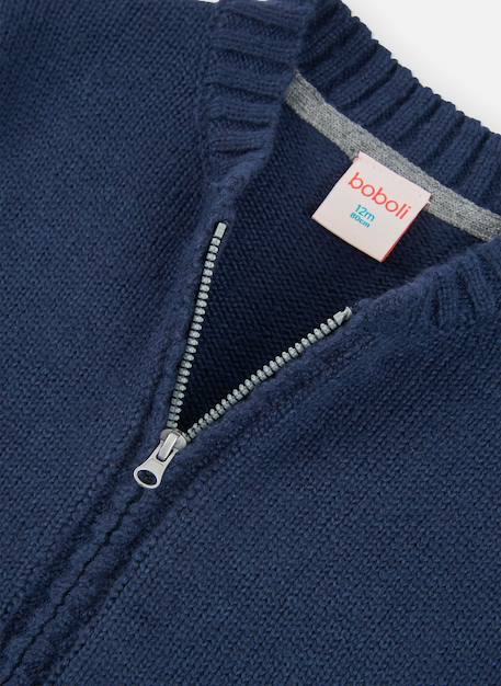 Veste garçon en maille avec fermeture éclair Bleu 4 - vertbaudet enfant 