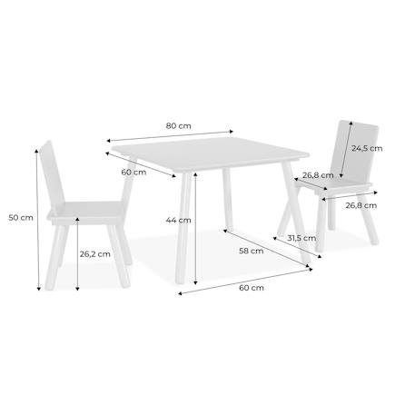 Table carrée enfant bois de pin 2 assises - judith Blanc+Jaune+Rose+Terracotta+Vert+Vert olive 11 - vertbaudet enfant 