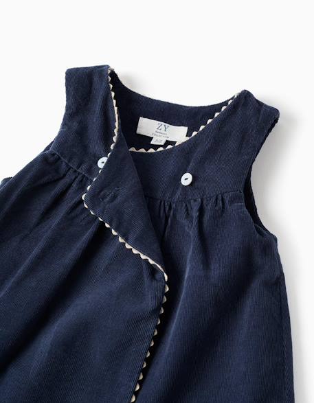 Ensemble body et robe en velours côtelé Bleu foncé 4 - vertbaudet enfant 