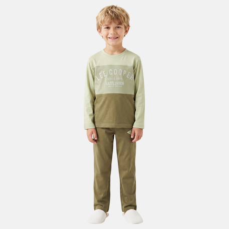 Pyjama manches longues imprimé garçon Bleu marine+Noir+Sable+Vert kaki 16 - vertbaudet enfant 