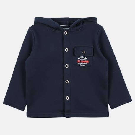 Veste sweat à capuche boutonnée garçon Bleu marine+Ecru+Vert kaki 3 - vertbaudet enfant 