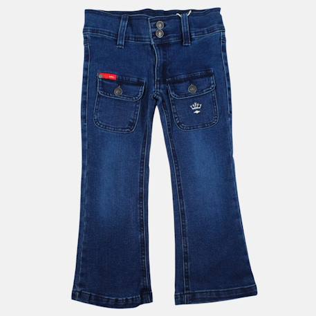 Jean coupe large, taille haute et fermeture boutonnée Bleu used+Gris délavé 4 - vertbaudet enfant 