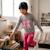 Pyjama imprimé noeud fille Bleu marine+Rose+Rose fuchsia+Sable 12 - vertbaudet enfant 