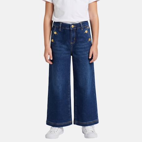 Jean coupe large, taille haute et fermeture boutonnée Bleu stone 1 - vertbaudet enfant 