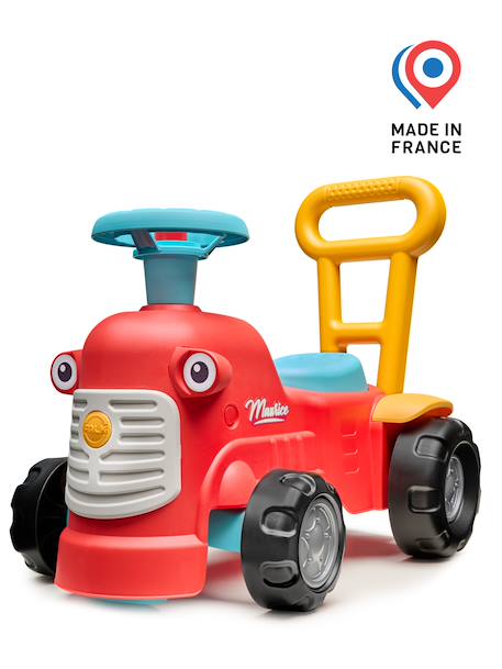 Porteur Tracteur avec barre d'aide à la marche ergonomique Rouge+Vert claas+Vert vintage 4 - vertbaudet enfant 