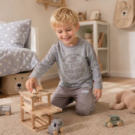 Pyjama imprimé garçon Bleu marine+Gris clair+Sable+Vert kaki 7 - vertbaudet enfant 