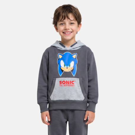 Sweat à capuche garçon sonic Gris anthracite 1 - vertbaudet enfant 