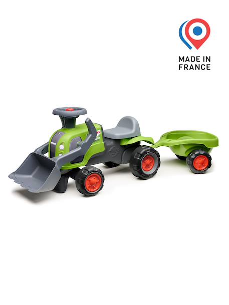 Porteur tractopelle claas 1er âge avec roues silencieuses et remorque Vert claas 4 - vertbaudet enfant 