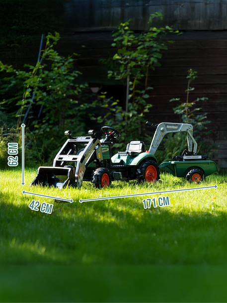 Tractopelle à pédales avec excavatrice arrière et remorque Jaune komatsu+Orange+Vert claas+Vert vintage 20 - vertbaudet enfant 