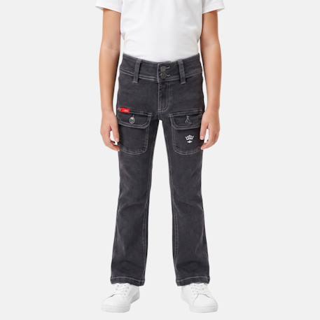 Jeans fille Bleu used+Gris délavé 5 - vertbaudet enfant 