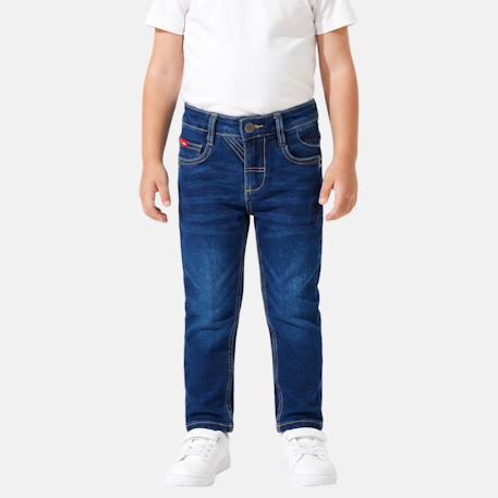 Jean slim 5 poches, coupe droite Bleu brut 1 - vertbaudet enfant 