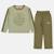 Pyjama imprimé manches longues, col rond Bleu marine+Gris clair+Sable+Vert kaki 17 - vertbaudet enfant 