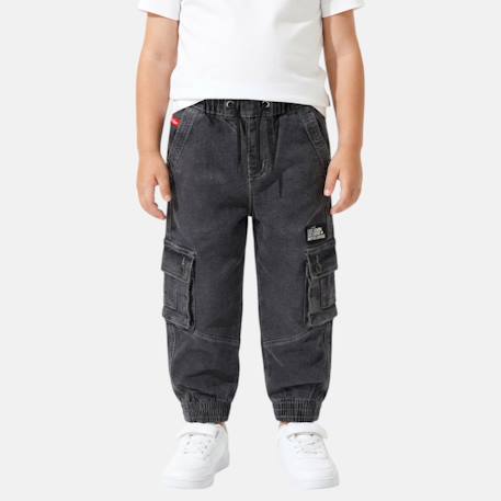 Jeans garçon avec cordon Bleu délavé+Noir délavé 5 - vertbaudet enfant 
