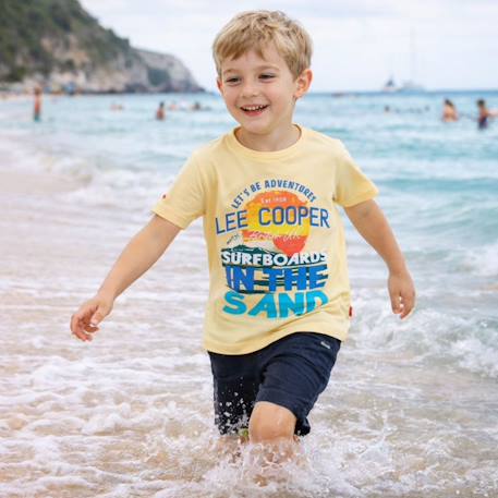 T-shirt manches courtes imprimé, col rond Bleu ciel+Gris clair+Jaune pâle+Marine 12 - vertbaudet enfant 