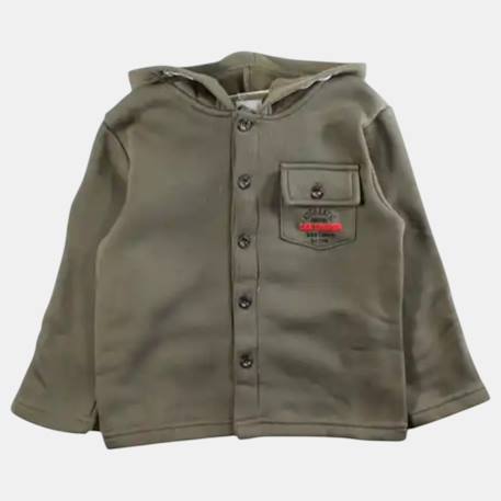 Veste à capuche boutonnée, poche poitrine Bleu marine+Ecru+Vert kaki 13 - vertbaudet enfant 