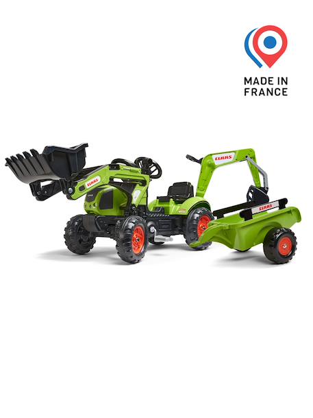 Tractopelle à pédales avec excavatrice arrière et remorque Jaune komatsu+Orange+Vert claas+Vert vintage 13 - vertbaudet enfant 