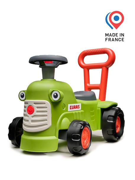 Porteur Tracteur avec barre d'aide à la marche ergonomique Rouge+Vert claas+Vert vintage 10 - vertbaudet enfant 
